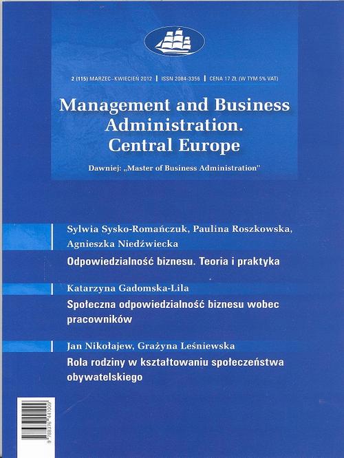 Management and Business Administration. Central Europe - 2012 - 2