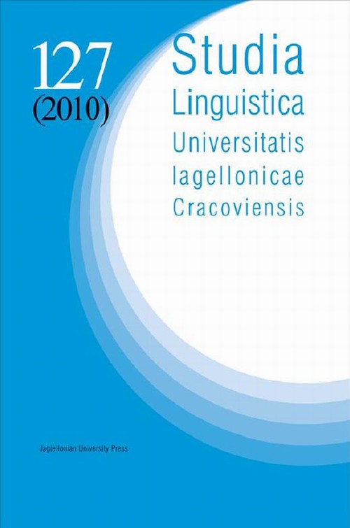 Studia Linguistica Universitatis Iagellonicae Cracoviensis. Vol. 127 (2010)