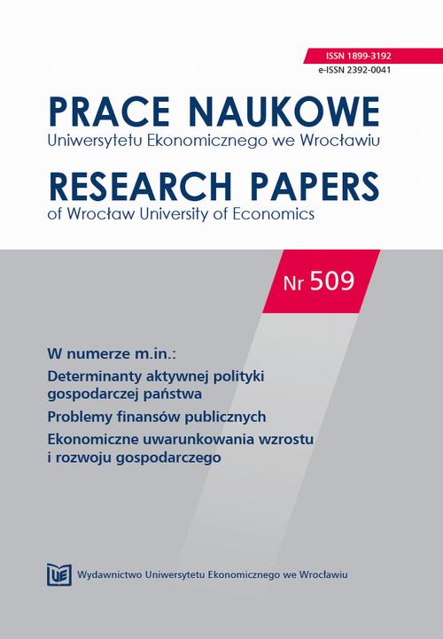 Prace Naukowe Uniwersytetu Ekonomicznego we Wrocławiu nr. 509. Determinanty aktywnej polityki gospodarczej państwa