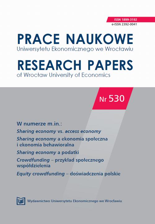 Prace Naukowe Uniwersytetu Ekonomicznego we Wrocławiu nr. 530. Sharing economy vs. access economy