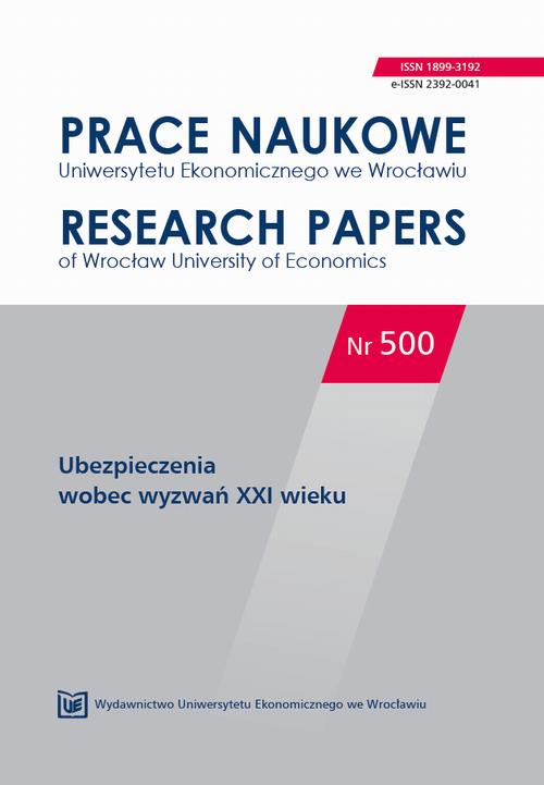 Prace Naukowe Uniwersytetu Ekonomicznego we Wrocławiu nr 500. Ubezpieczenia wobec wyzwań XXI wieku