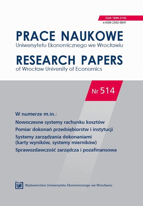 Prace Naukowe Uniwersytetu Ekonomicznego we Wrocławiu nr. 514. Nowoczesne systemy rachunku kosztów