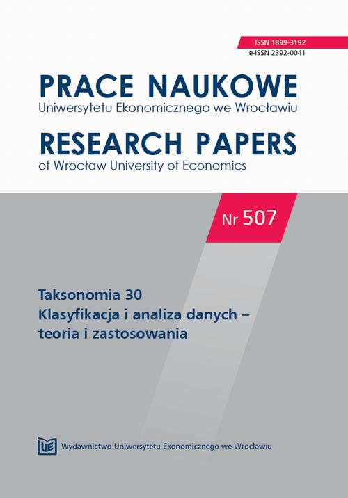 Prace Naukowe Uniwersytetu Ekonomicznego we Wrocławiu nr. 507. Taksonomia 30. Klasyfikacja i analiza danych - teoria i zastosowania