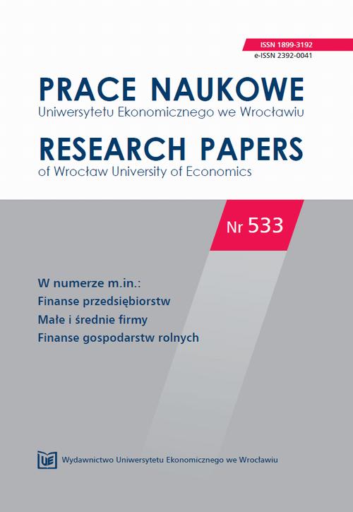 Prace Naukowe Uniwersytetu Ekonomicznego we Wrocławiu nr. 533. Finanse przedsiębiorstw