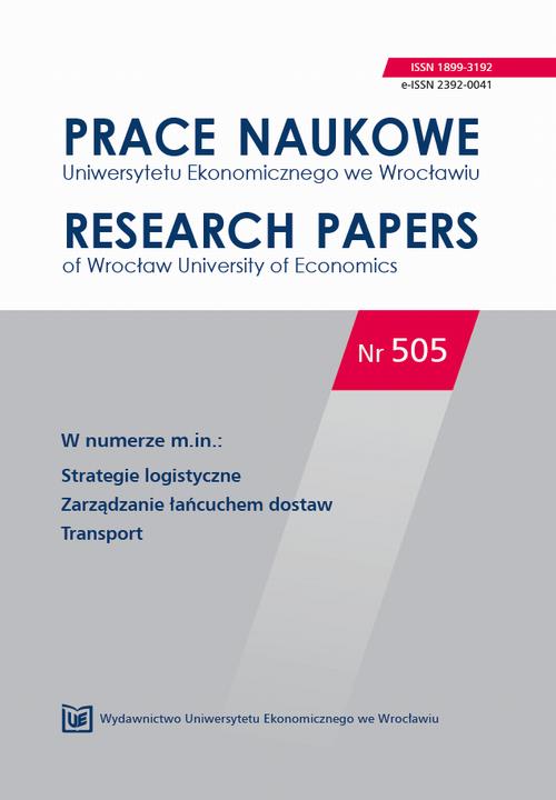 Prace Naukowe Uniwersytetu Ekonomicznego we Wrocławiu nr. 505. Strategie logistyczne, zarządzanie łańcuchem dostaw. Transport.