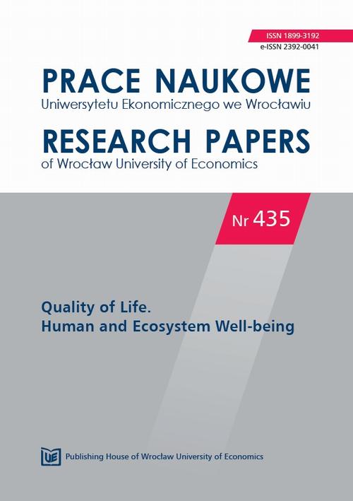 Prace Naukowe Uniwersytetu Ekonomicznego we Wrocławiu nr. 435 Quality of Life. Human and Ecosystem Well-being