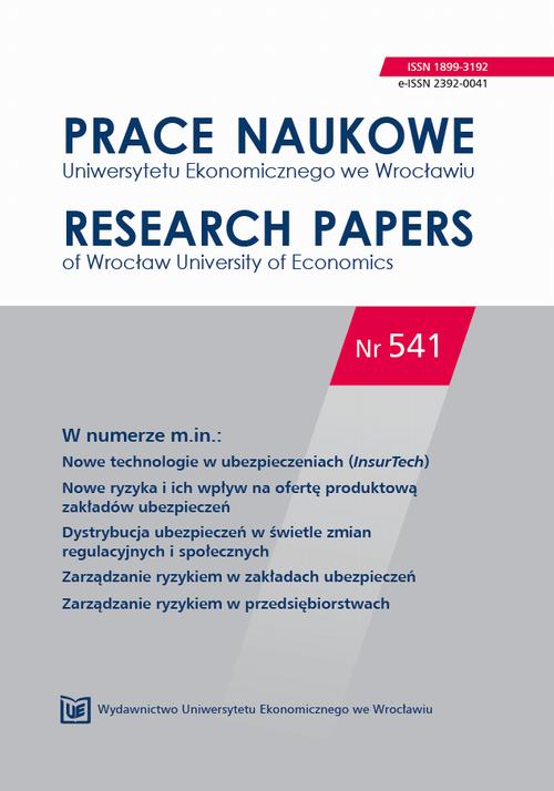 Prace Naukowe Uniwersytetu Ekonomicznego we Wrocławiu nr 541. Nowe technologie w ubezpieczeniach