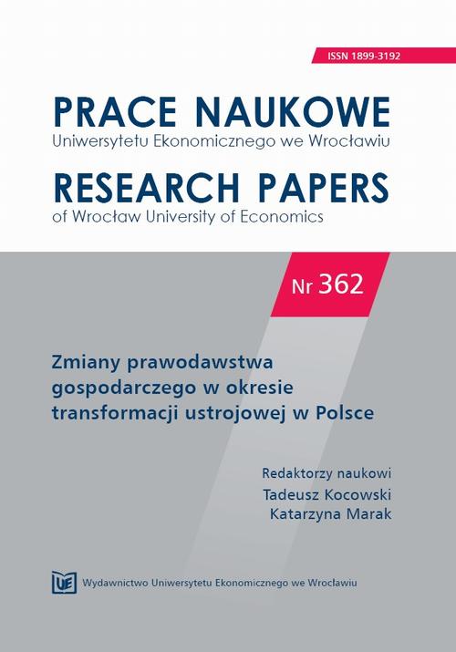 Zmiany prawodawstwa gospodarczego w okresie transformacji ustrojowej w Polsce. PN 362