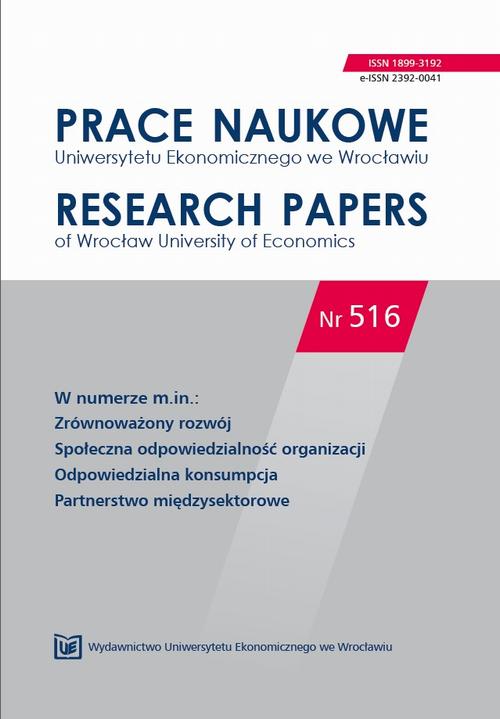 Prace Naukowe Uniwersytetu Ekonomicznego we Wrocławiu nr. 516. Społeczna odpowiedzialność organizacji