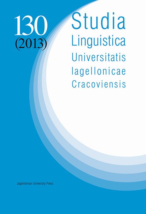 Studia Linguistica Universitatis Iagellonicae Cracoviensis Vol. 130 (2013)