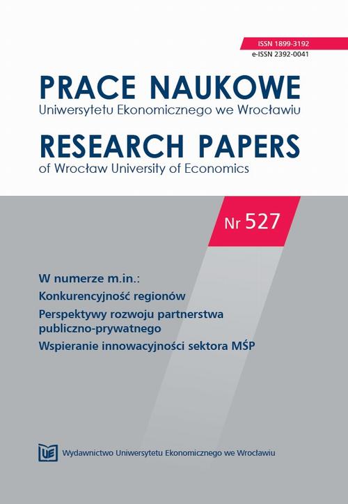 Prace Naukowe Uniwersytetu Ekonomicznego we Wrocławiu nr. 527. Wspieranie innowacyjności sektora MŚP