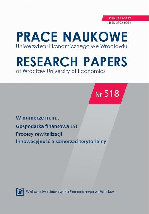 Prace Naukowe Uniwersytetu Ekonomicznego we Wrocławiu nr. 518. Gospodarka finansowa JST