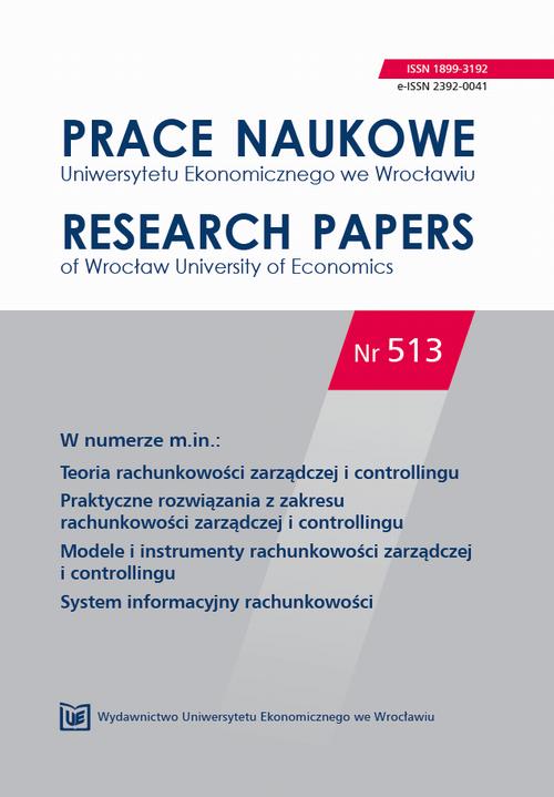 Prace Naukowe Uniwersytetu Ekonomicznego we Wrocławiu nr. 513. Teoria rachunkowości zarządczej i controllingu