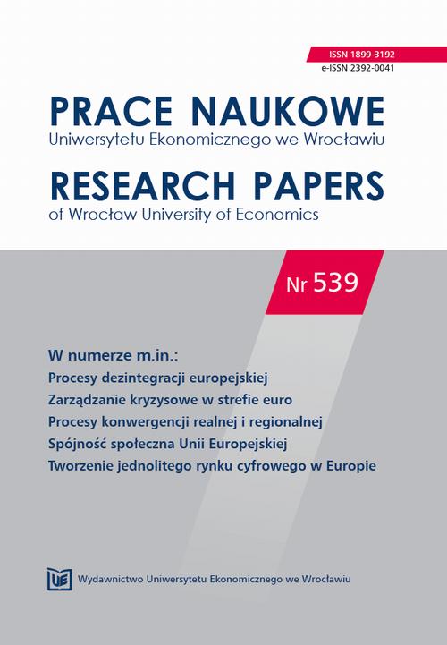 Prace Naukowe Uniwersytetu Ekonomicznego we Wrocławiu nr 539. Problemy dezintegracji europejskiej