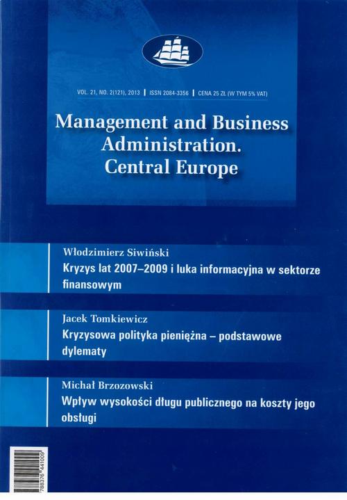 Management and Business Administration. Central Europe - 2013 - 2