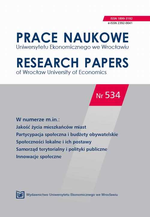 Prace Naukowe Uniwersytetu Ekonomicznego we Wrocławiu nr. 534. Jakość życia mieszkańców miast