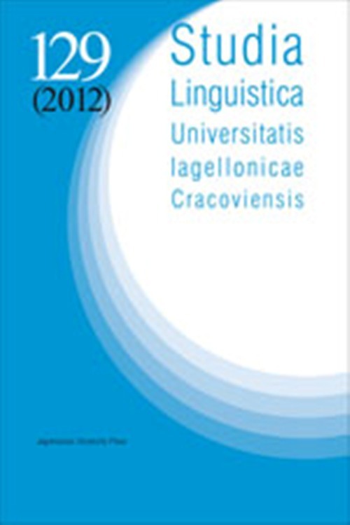 Studia Linguistica Universitatis Iagellonicae Cracoviensis Vol. 129 (2012)