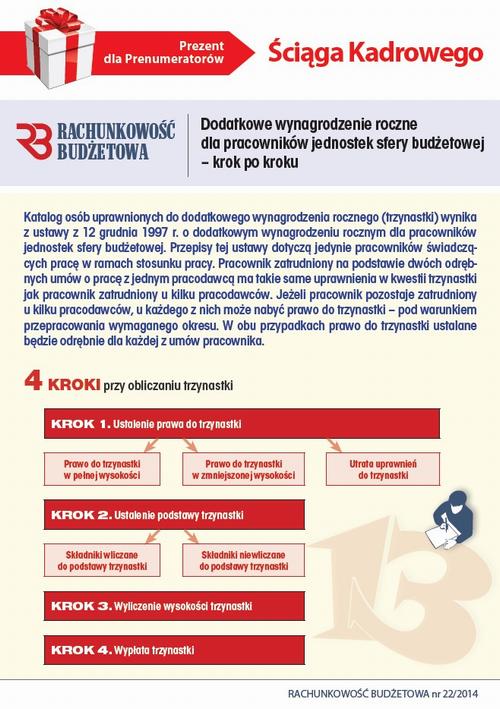 Ściąga Kadrowego - Dodatkowe wynagrodzenie roczne dla pracowników jednostek sfery budżetowej